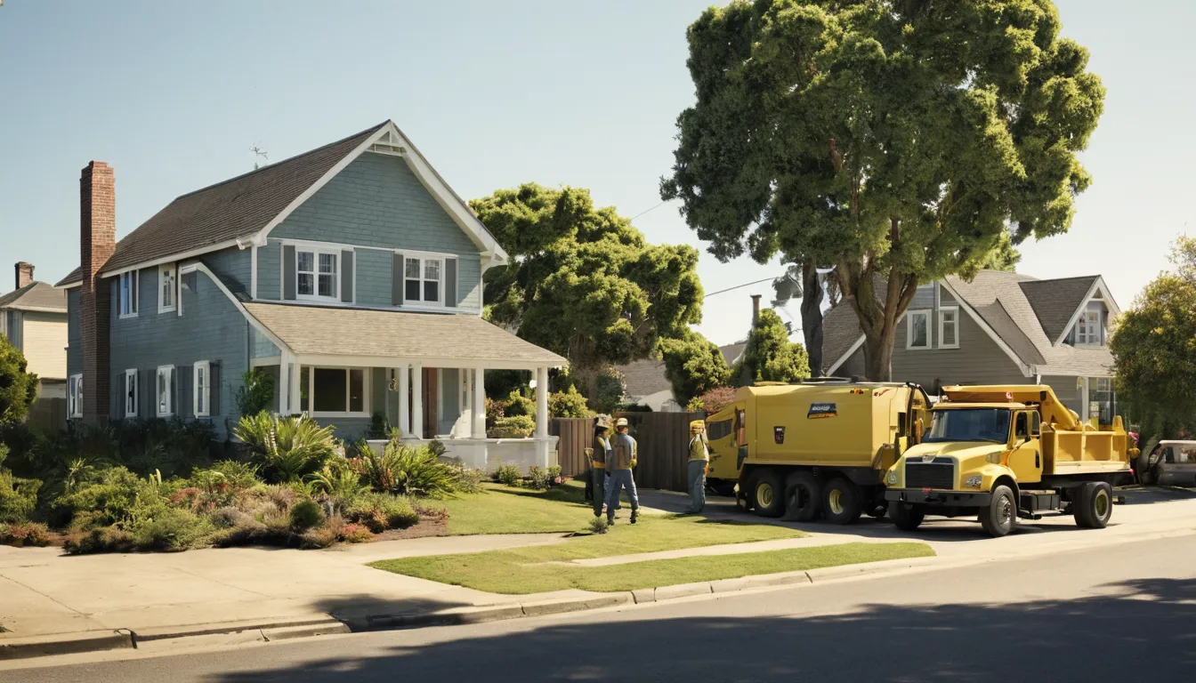 Tree removal work on a residential street in the Fremont area
